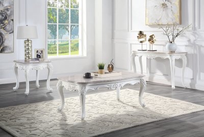 Ciddrenar Coffee Table 84310 in Marble & White by Acme w/Options