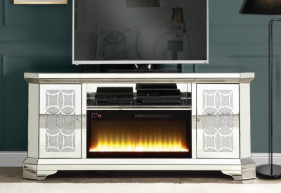 Noralie TV Stand w/Fireplace LV00520 in Mirrored by Acme