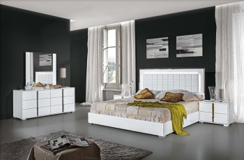 Alice Bedroom in White High Gloss by J&M w/Optional Casegoods [JMBS-Alice White]