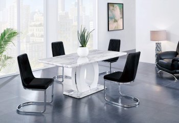 D894DT Dining Table in White by Global w/Optional Black Chairs [GFDS-D894DT-D1067NDC-BL]