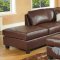 Brown Bonded Leather Modern Sectional Sofa w/Storage Ottoman