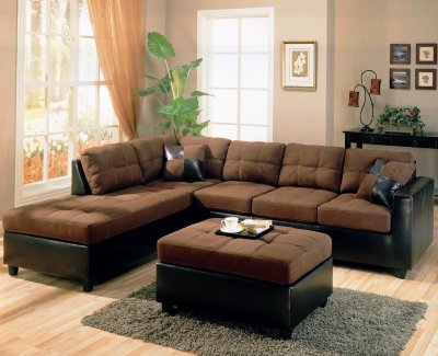 Two-Tone Chocolate & Dark Brown Modern Sectional Sofa