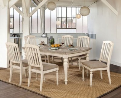 Summer 7Pc Dining Set CM3753T in Antique White & Gray