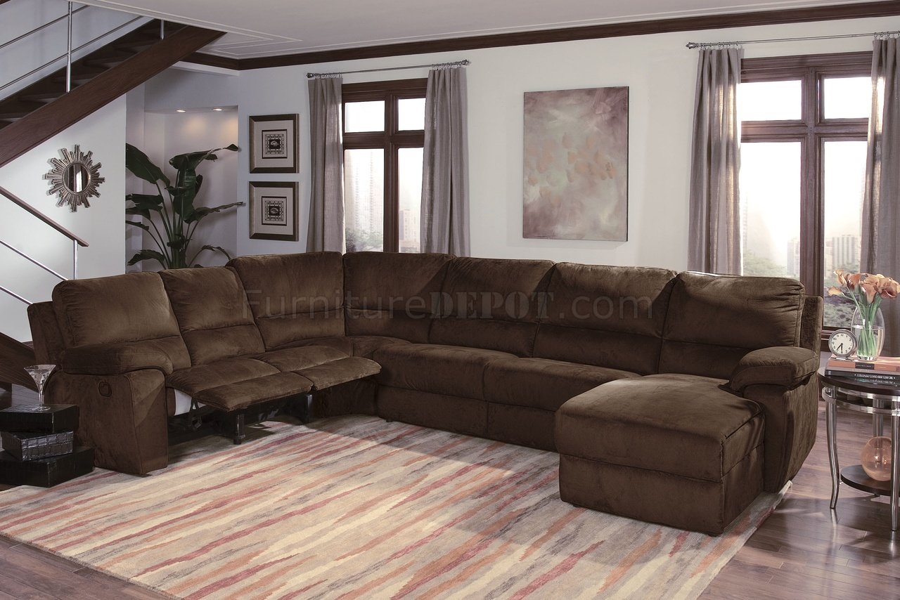 Dark Chocalate Micro Suede Contemporary, Suede Leather Sectional