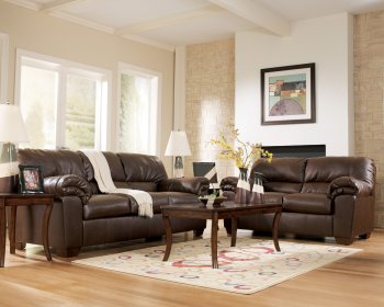 Brown Faux Leather Contemporary Living Room w/Pillow Top Arms [JTS-64501]