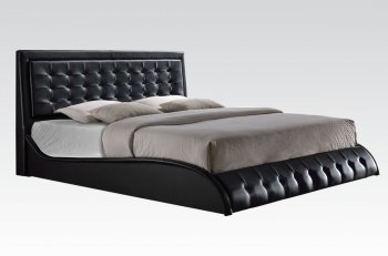20660 Tirrell Upholstered Bed in Black Leatherette by Acme [AMB-20660 Tirrell]