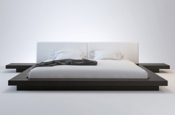 Two-Tone Modern Platform Bed With Built-In Side Tables [MLB-HB39A-Q-WEN Worth]