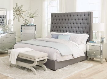 Camille Bedroom 300621 in Gray Fabric by Coaster w/Options [CRBS-300621-Camille]