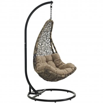 Abate Outdoor Patio Swing Chair in Black & Mocha by Modway [MWOUT-Abate Black Mocha]