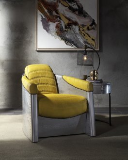 Brancaster Accent Chair 59624 in Yellow Leather by Acme