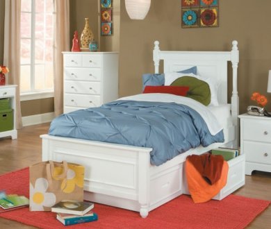 Morelle 1356 Captain's Bed in White w/Trundle or Toy Box