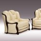 Ivory Full Top Grain Italian Leather 3PC Living Room Set