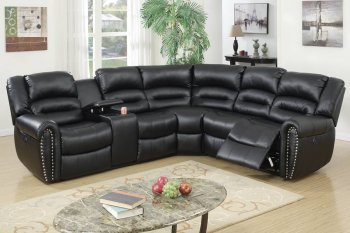 F86612 Power Recliner Sectional Sofa in Black by Poundex [PXSS-F86612]