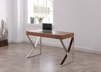 Noho Office Desk in Walnut by J&M w/ Chrome Legs [JMOD-Noho Walnut]