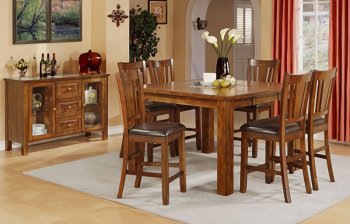 Natural Oak Finish Counter Height Table w/Optional Chairs [HEDS-986-36-Fusion]