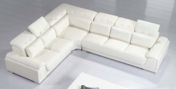 White Full Leather Modern Sectional Sofa w/Adjustable Headrests [VGSS-T93C White]