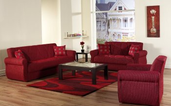 Red Fabric Contemporary Living Room Sleeper Sofa w/Storage [IKSB-MELODY-Alfa Red]