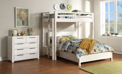 Celerina Bunk Bed BD00615Q BD00616 in Weathered White by Acme