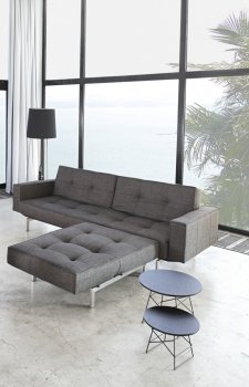 Splitback Sofa Bed in Grey by Innovation w/Arms & Steel Legs [INSB-Splitback-Arms-Steel-521]
