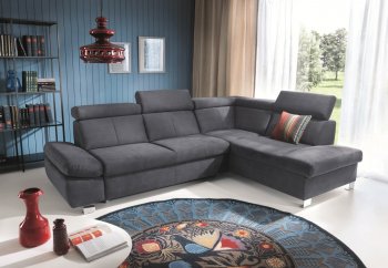 Happy Sectional Sofa in Gray Fabric by ESF w/Bed & Storage [EFSS-Happy Gray]