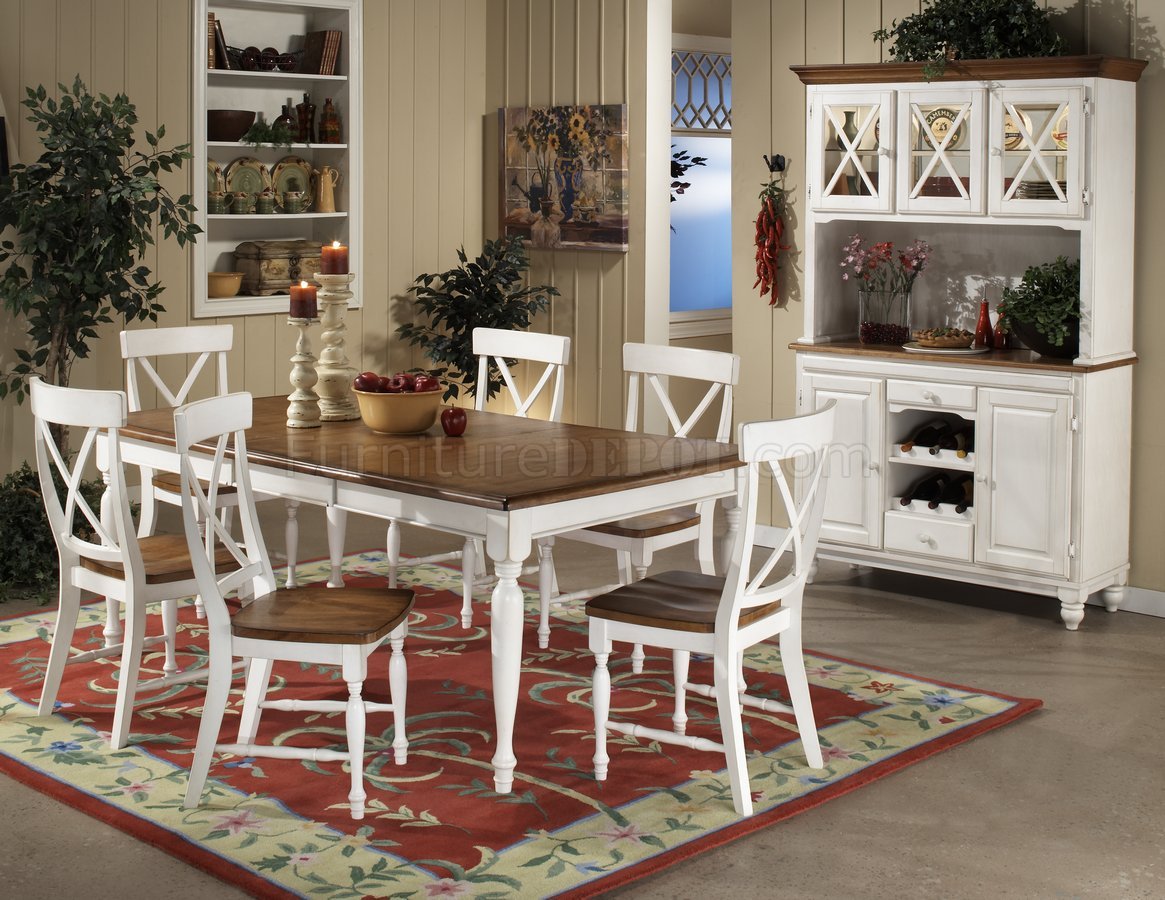 Warm Oak & White Two-Tone Finish Modern Dining Table w/Options