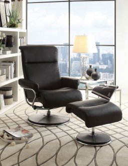 Caius Swivel Reclining Chair 8550BLK w/Ottoman by Homelegance
