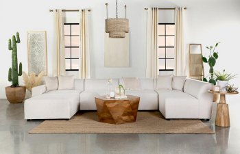 Freddie Sectional Sofa 6Pc 551641 in Pearl Fabric by Coaster [CRSS-551641 Freddie]