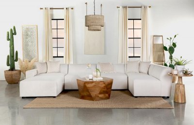 Freddie Sectional Sofa 6Pc 551641 in Pearl Fabric by Coaster