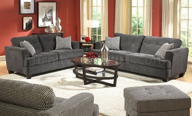 Slate Grey Chenille Stylish Sofa, Sofa Loveseat Set Grey