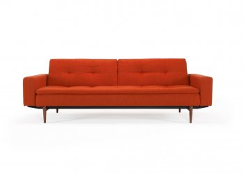 Dublexo Sofa Bed w/Arms in Paprika w/Dark Wood Legs - Innovation [INSB-Dublexo-Arms-Dk Wood-506]