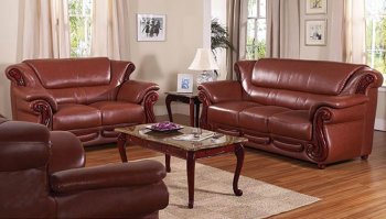 Elegant Dark Brown Bonded Leather Living Room Sofa w/Options [AES-7981 Brown]
