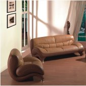 Contemporary Two-Tone Leather Living Room Sofa w/Options