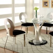 Valo CM3727 5Pc Dining Set w/Round Table in Metal, Glass & Black