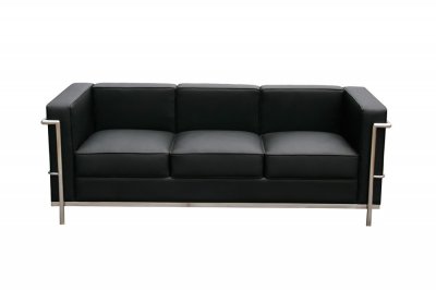 Cour Sofa in Black Leather by J&M w/ Options