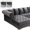 Presley Sectional Sofa 698 in Grey Velvet Fabric by Meridian
