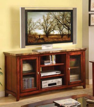 Cherry Finish Modern TV Stand w/Faux Marble Top [ABCTV-2018]