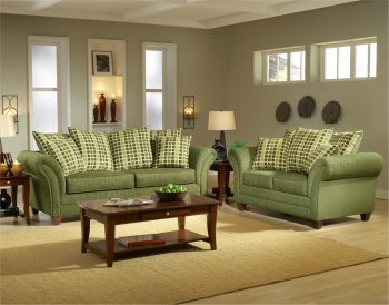 Light Forest Green Fabric Modern Living Room Sofa & Loveseat Set [CHFS-CU-8345]
