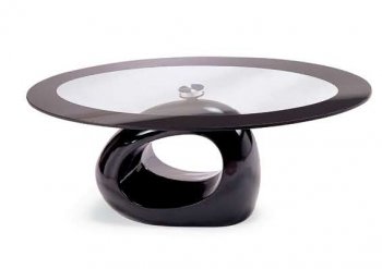 Black Stone Marble Base & Glass Top Modern Coffee Table [GFCT-04C]