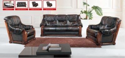 Dark Brown Leather Stylish Living Room W/Sofa Bed