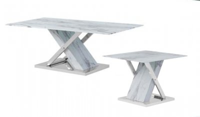 T1274 Coffee Table & 2 End Tables Set in Faux Marble by Global