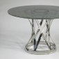 Janet Dining Table 5Pc Set w/Crackle Glass Top by Chintaly