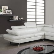 U9782 Sectional Sofa in White Bonded Leather by Global