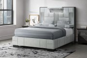 Oscar Upholstered Bed in Light Gray Velvet by Global