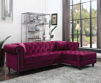 Adnelis Sectional Sofa 57315 in Red Velvet by Acme [AMSS-57315 Adnelis]