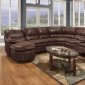 Rustic Brown Microfiber Reclining Sectional w/Baseball Stitching