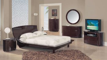 Zebrano Wenge High Gloss Finish Modern Bedroom Set [GFBS-B110S Wenge]