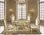 Desiderius Dining Table DN60005 Antique Gold & Dark Brown -Acme