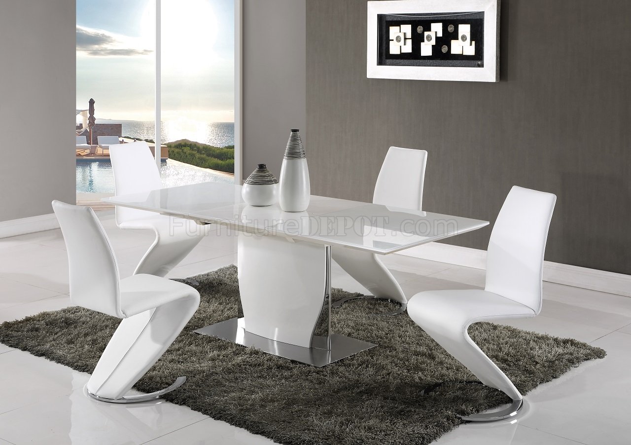 D2279 Dining Table in White by Global w/Optional White Chairs - Click Image to Close