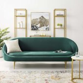 Sublime Sofa in Green Velvet Fabric by Modway