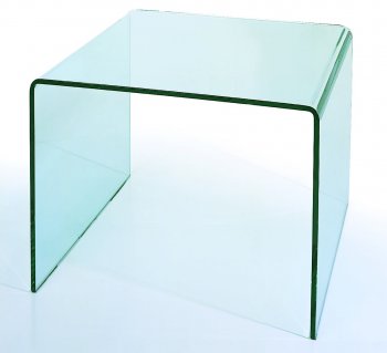 Clear Tempered Glass Contemporary Bent End Table [BHCT-C26A]